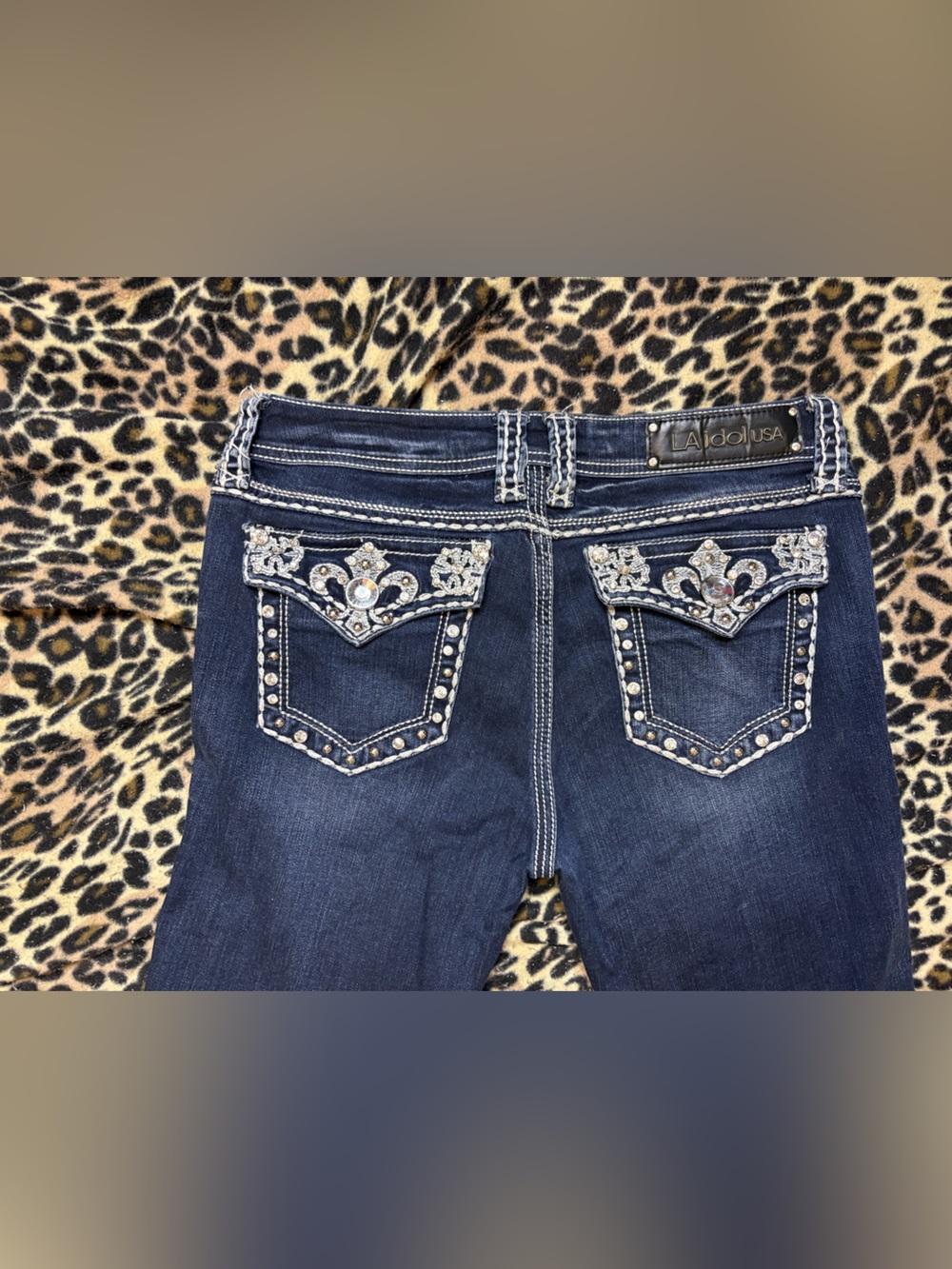 Y2K mcbling rhinestoned embellished LA Idol Low rise jeans